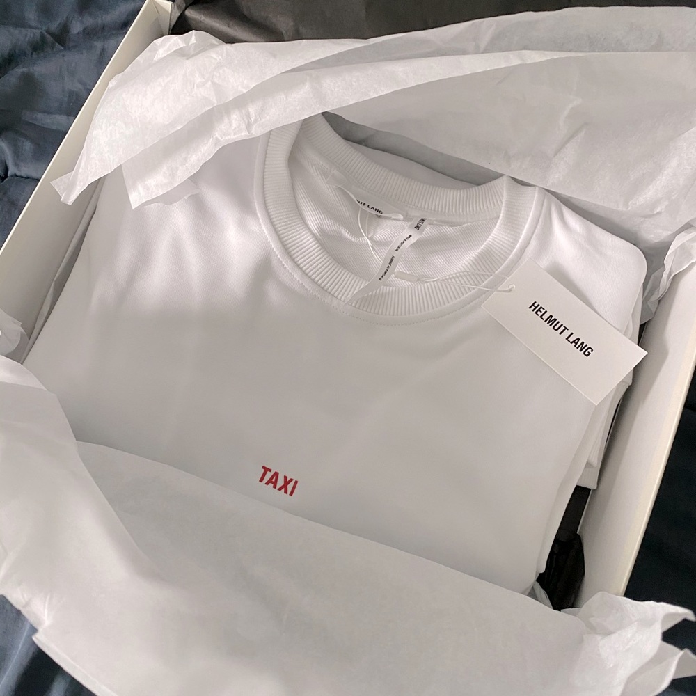 HELMUT LANG TAXI PARIS CREWNECK SWEATSHIRT - WHITE